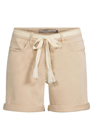 slim regular waist denim short beige