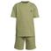 Me & My Monkey T-shirt + korte broek met textuur olijfgroen