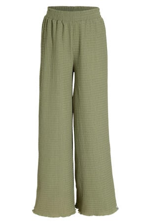 regular waist casual broek groen met textuur