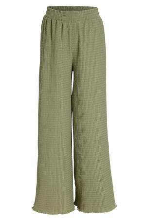 regular waist casual broek groen met textuur