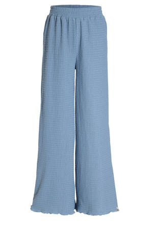 regular waist casual broek blauw met textuur