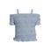 Me & My Monkey off shoulder top blauw met textuur