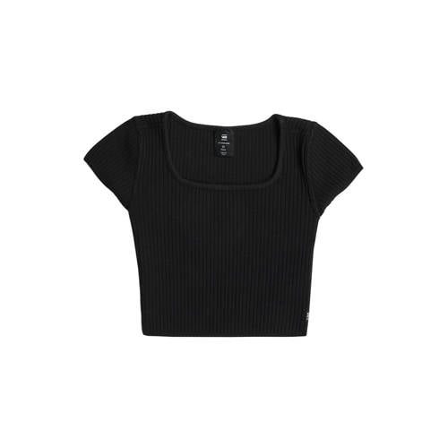 G-STAR T-shirt zwart rib gebreid afbeelding