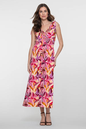 gebloemde maxi jurk roze