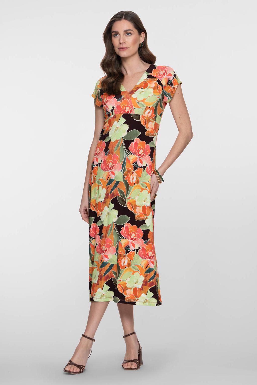 Geisha gebloemde midi jurk multi