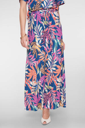 gebloemde maxi rok blauw