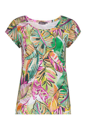 gebloemd T-shirt groen