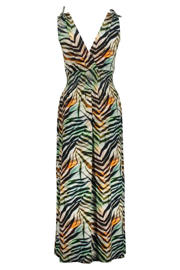 thumbnail: Geisha gestreepte zomerjurk met zebraprint groen