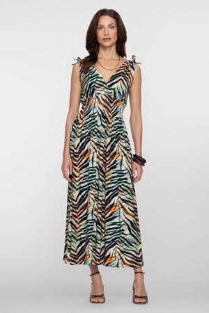gestreepte zomerjurk met zebraprint groen