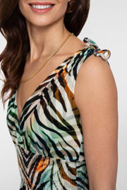 thumbnail: Geisha gestreepte zomerjurk met zebraprint groen