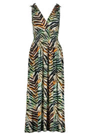 thumbnail: Geisha gestreepte zomerjurk met zebraprint groen