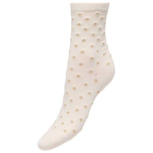ONLY sokken ONLNICOLE met stippen ecru/goudkleurig afbeelding