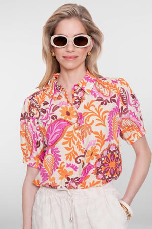 blouse met paisley print roze