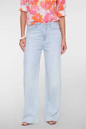high waist wide leg jeans light blue denim