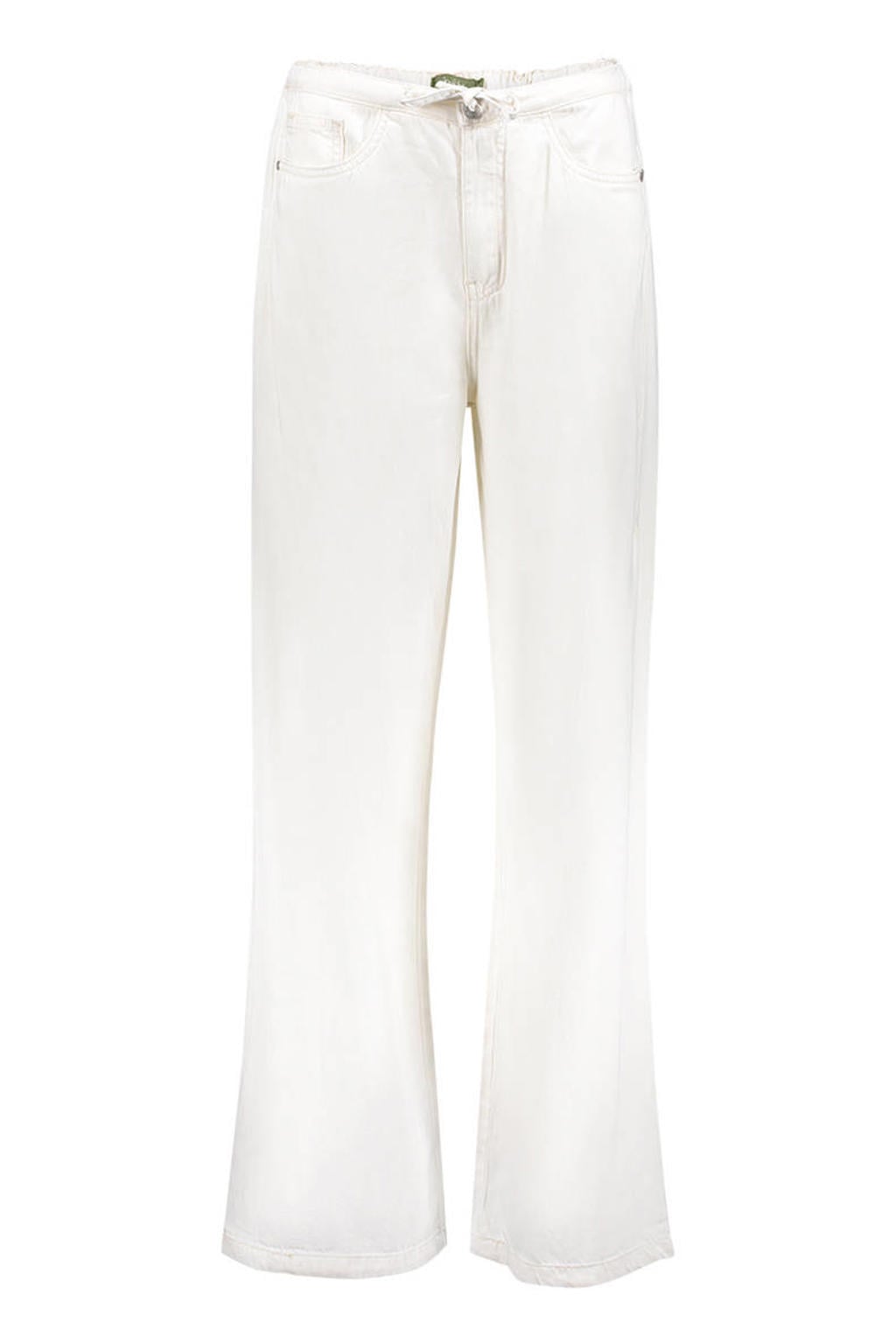 Witte dames Geisha bootcut jeans van denim met regular waist, rits- en knoopsluiting en effen
