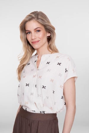 gebloemde blouse wit