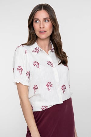 gebloemde blouse wit