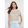 Geisha gestreepte top taupe