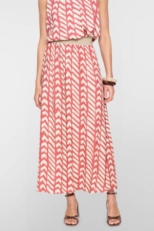 midi rok maxi rok koraalrood