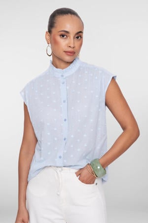 blouse met textuur blauw