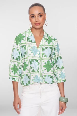 gebloemde blouse groen