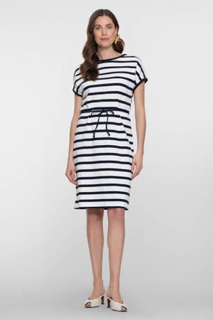 gestreepte T-shirtjurk donkerblauw