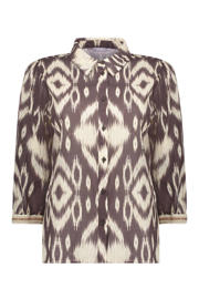 thumbnail: Geisha katoenen blouse met print - bruin