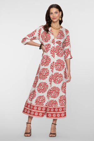 gebloemde blousejurk rood