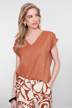T-shirt met glitter oranje