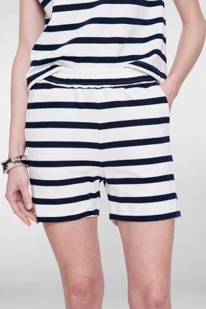 regular waist gestreepte casual short donkerblauw