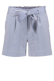thumbnail: Blauw en ecru dames Geisha regular high waist gestreepte casual short van katoen met elastische inzet