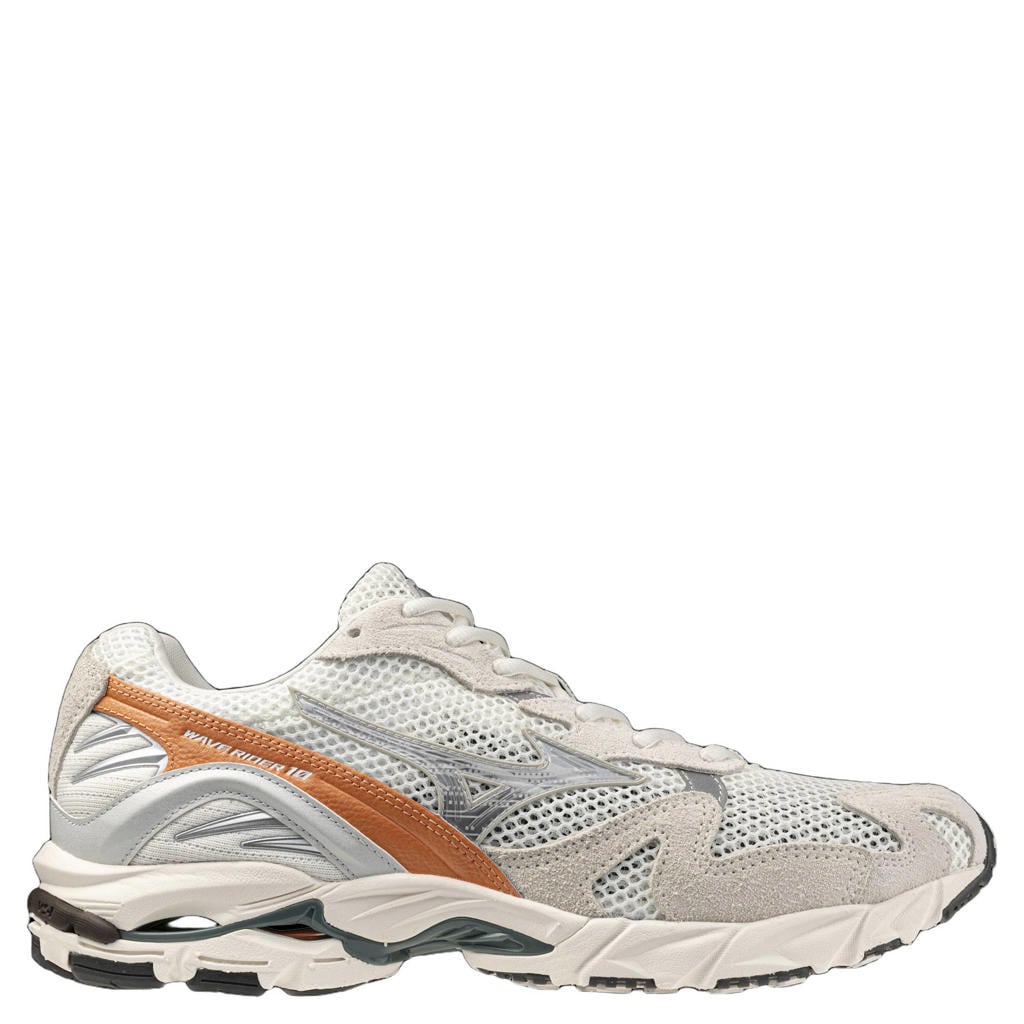Wit en oranje heren Mizuno Wave Rider 10 mesh sneakers van textiel,synthetisch,andere materialen met veters