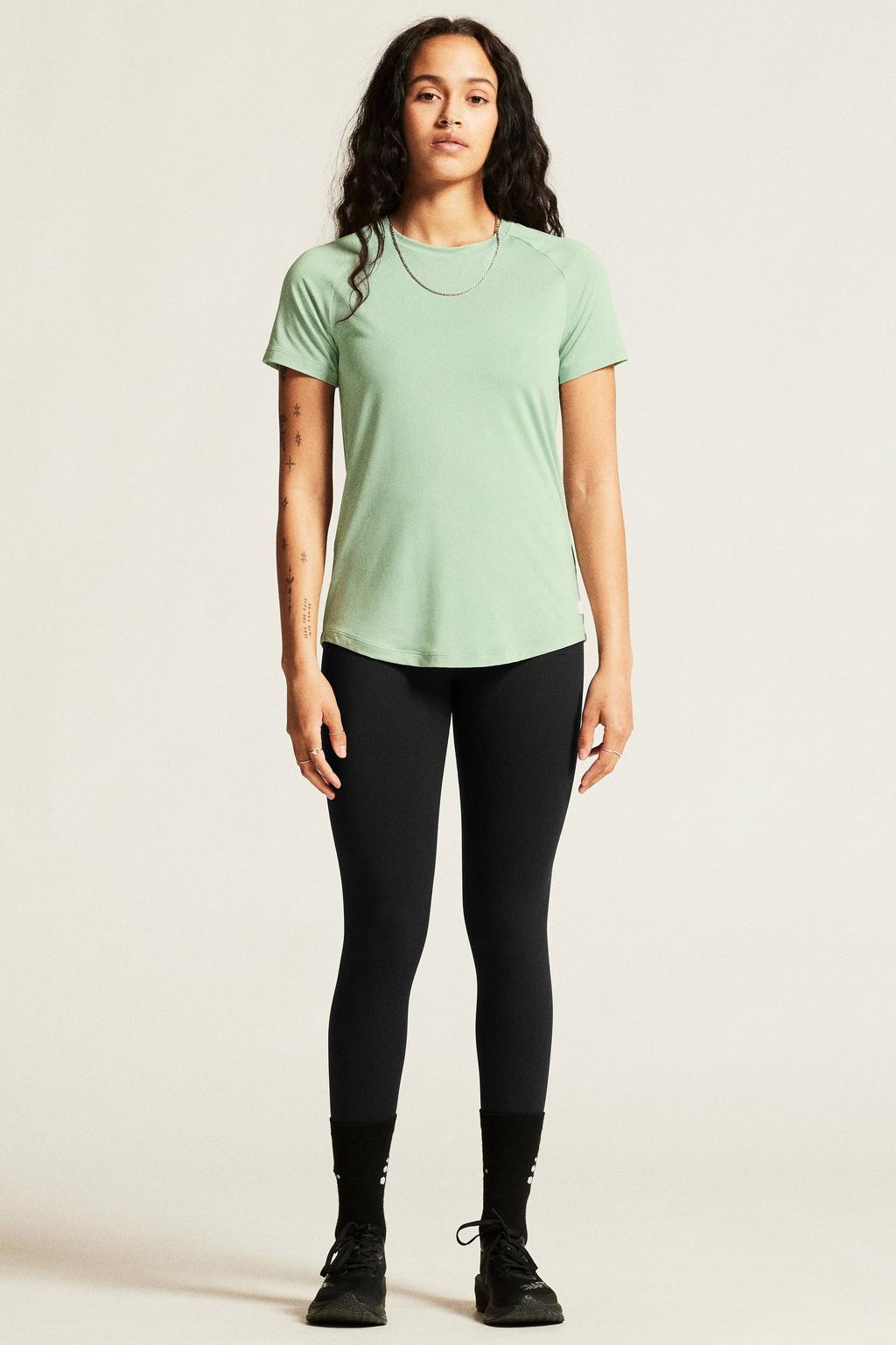Mintgroene dames Craft Collective sportshirt van polyester met korte mouwen en ronde hals