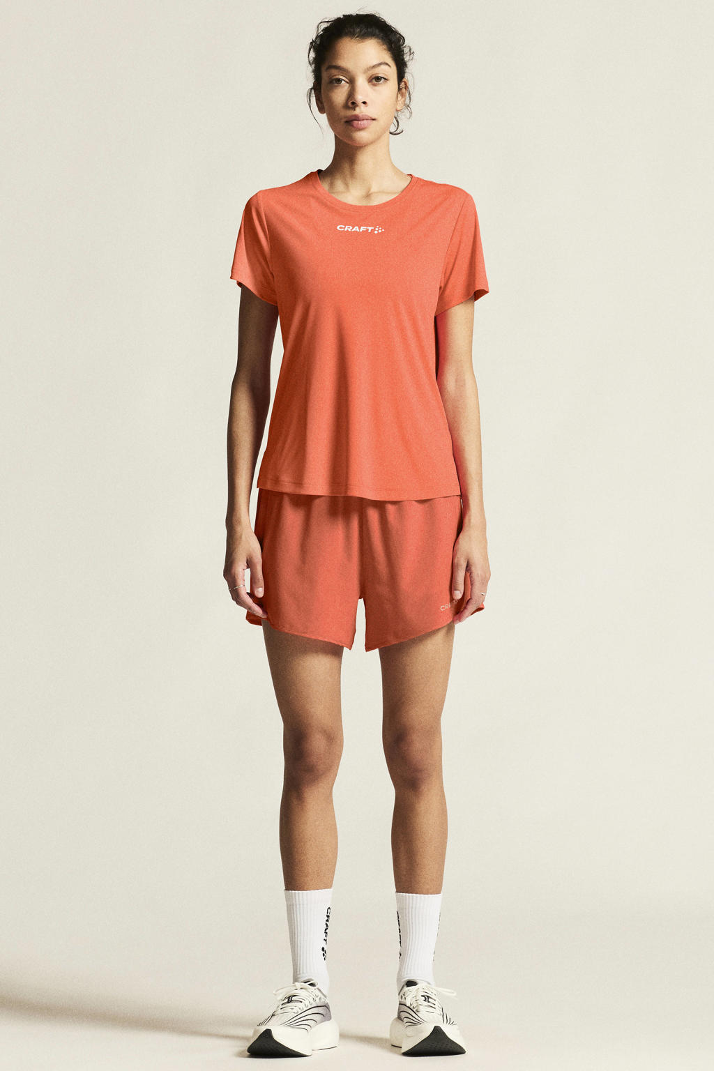 Oranje dames Craft Core Essence hardloopshort van polyester met elastische tailleband met koord