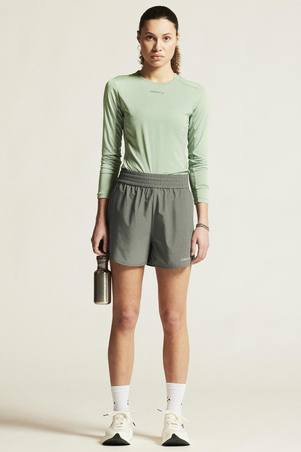 Groene dames Craft Core Essence hardloopshort van polyester met elastische tailleband met koord