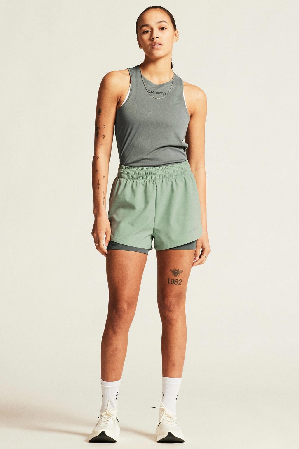 Mintgroene dames Craft Essence sportshort van polyester met regular fit en regular waist