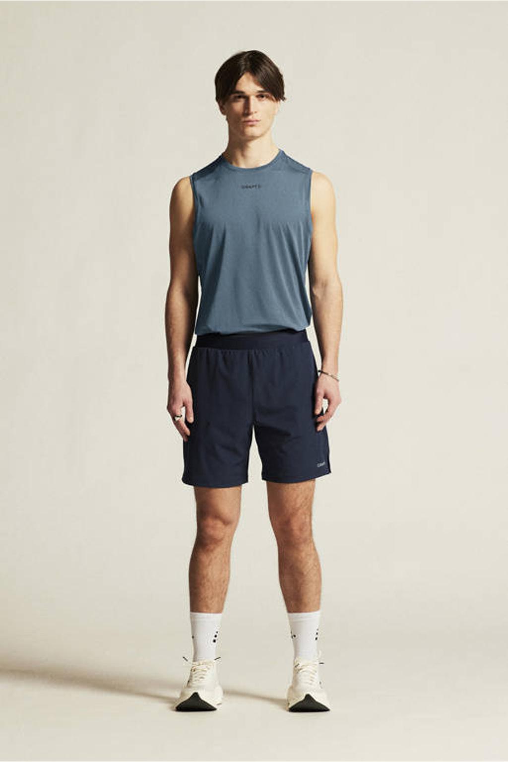Donkerblauwe heren Craft Essence sportshort van polyester