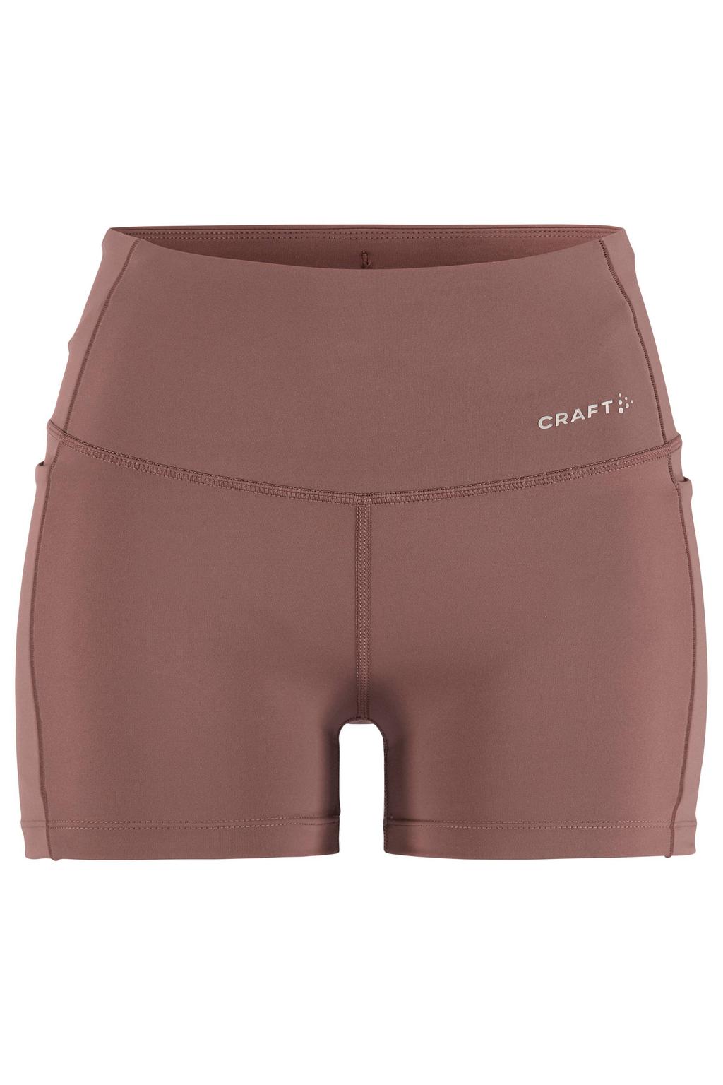 Taupe dames Craft ADV Essence sportshort van polyamide met slim fit, regular waist, elastische tailleband met koord en effen