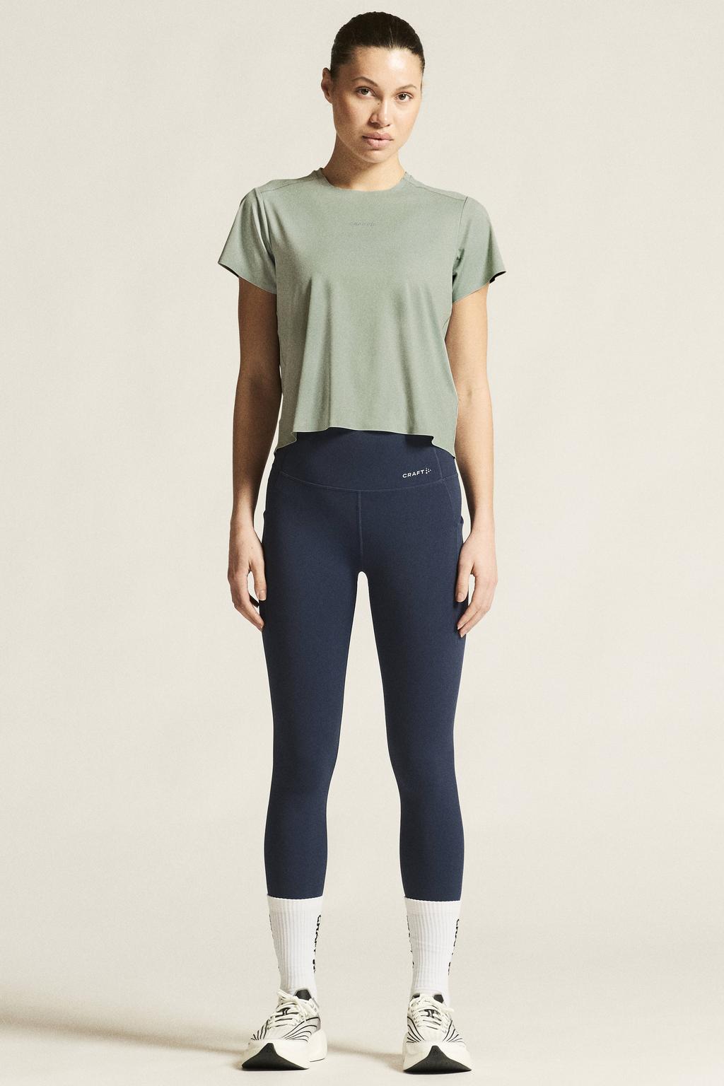 Mintgroene dames Craft sportshirt Hypervent van polyester met effen, korte mouwen en ronde hals