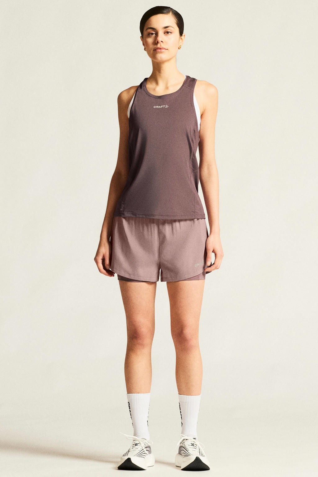 Taupe dames Craft Essence sporttop van polyester met ronde hals
