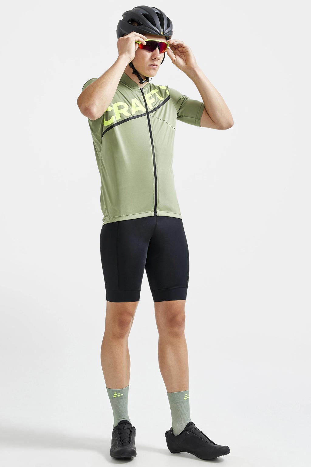 Zwarte heren Craft fietsbroek Core Endurance van polyamide met slim fit, elastische tailleband en logo dessin