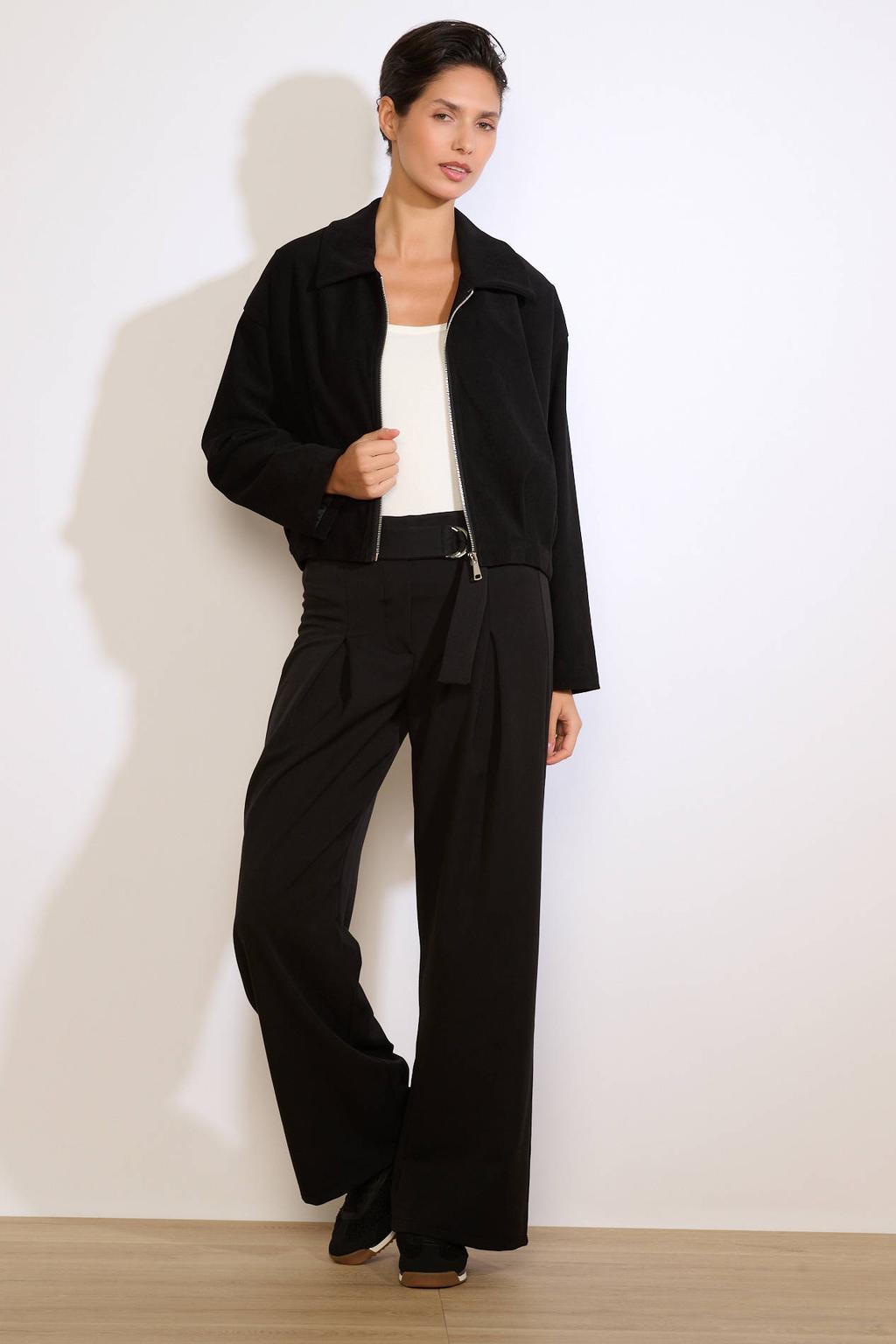 Zwarte dames LOLALIZA wide leg high waist broek met effen