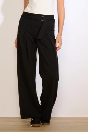 wide leg high waist broek zwart