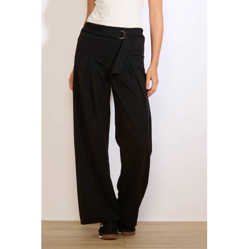 LOLALIZA Wide leg high waist broek zwart afbeelding