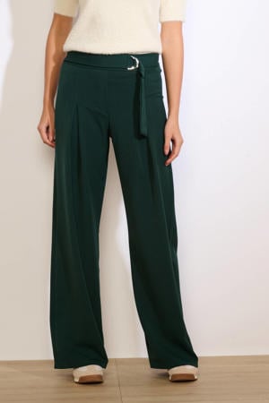 wide leg high waist broek donkergroen