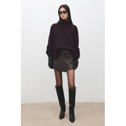 Mango imitatieleren skort donkerbruin afbeelding