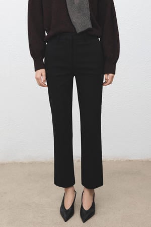 slim high waist broek zwart