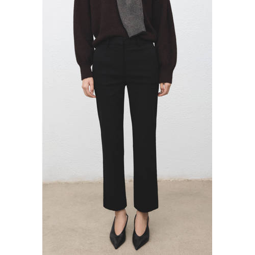 Mango slim high waist broek zwart afbeelding