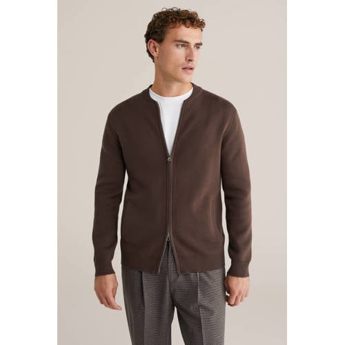 WE Fashion vest gebreid donkerbruin afbeelding