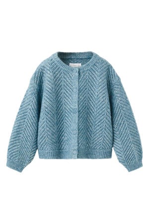 vest blauw grof gebreid